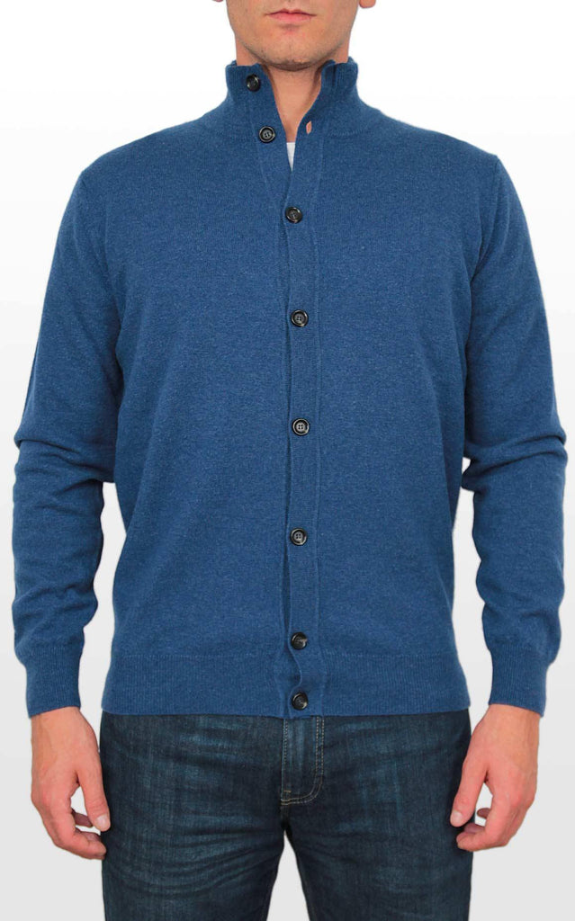 Herren Strickjacke mit Knöpfen aus reinem Kaschmir
